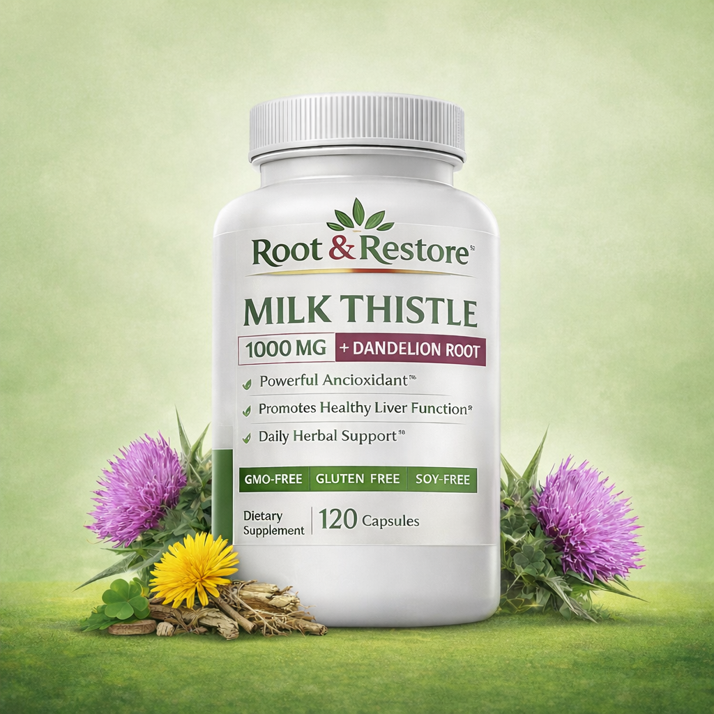 Suplemento de raíz de diente de león y cardo mariano