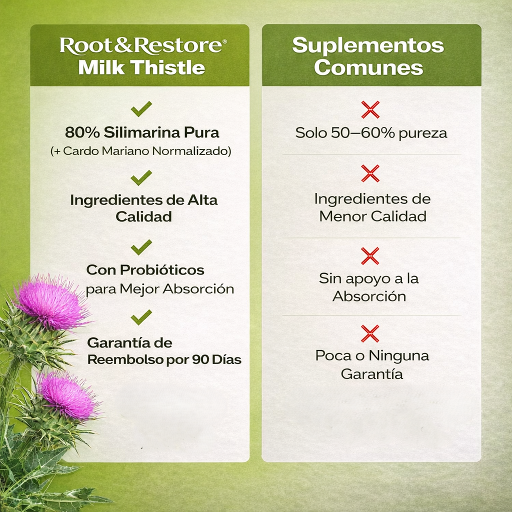 Suplemento de raíz de diente de león y cardo mariano